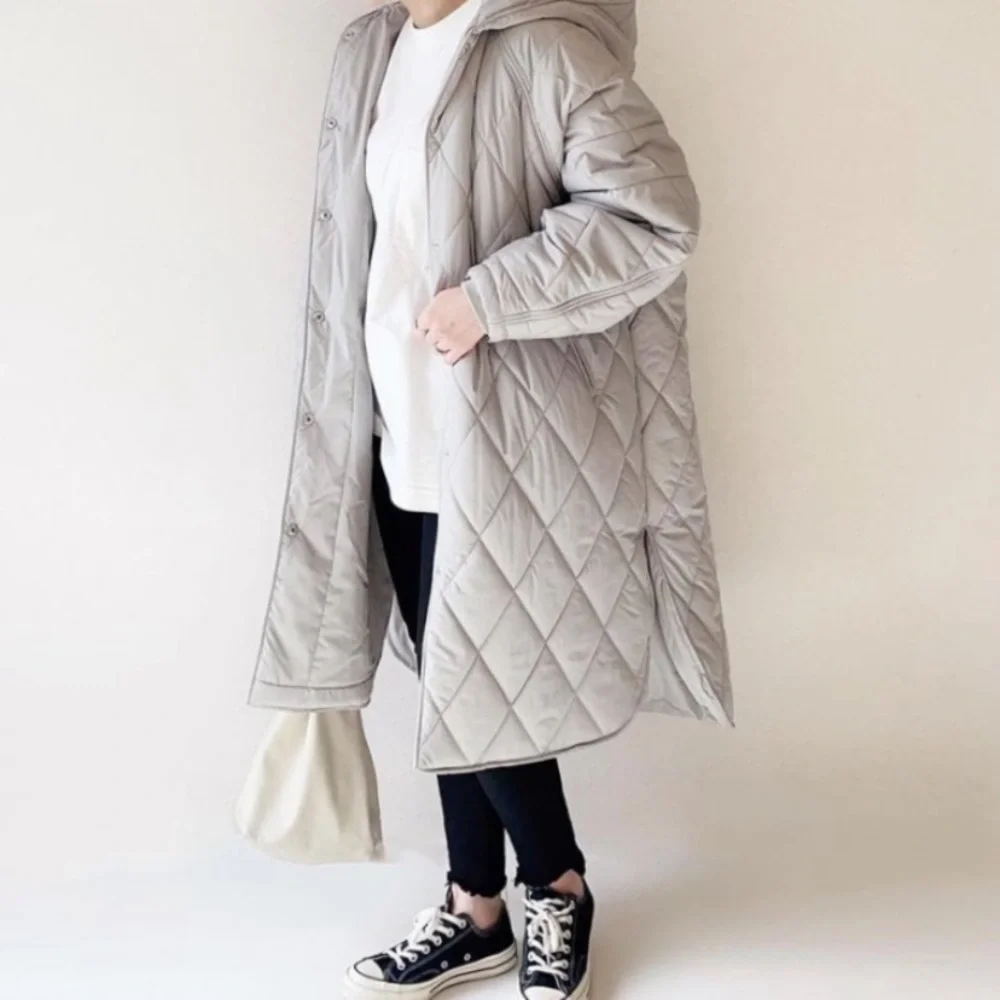 Zara long quilted puffer coat with hood stone grey - Picture 5 of 16